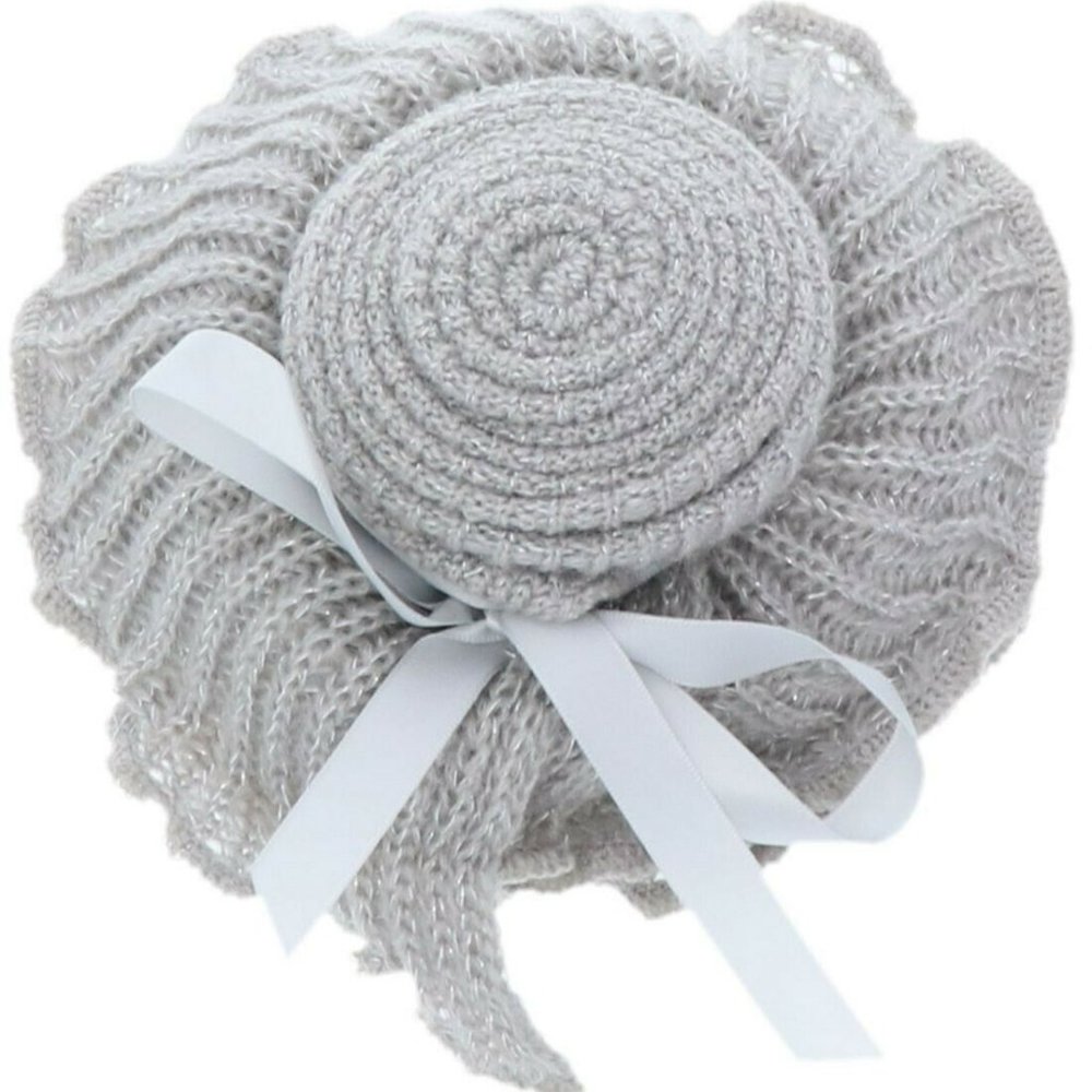 Collection 18 Lurex Ruffled Knit Scarf Grey NEW